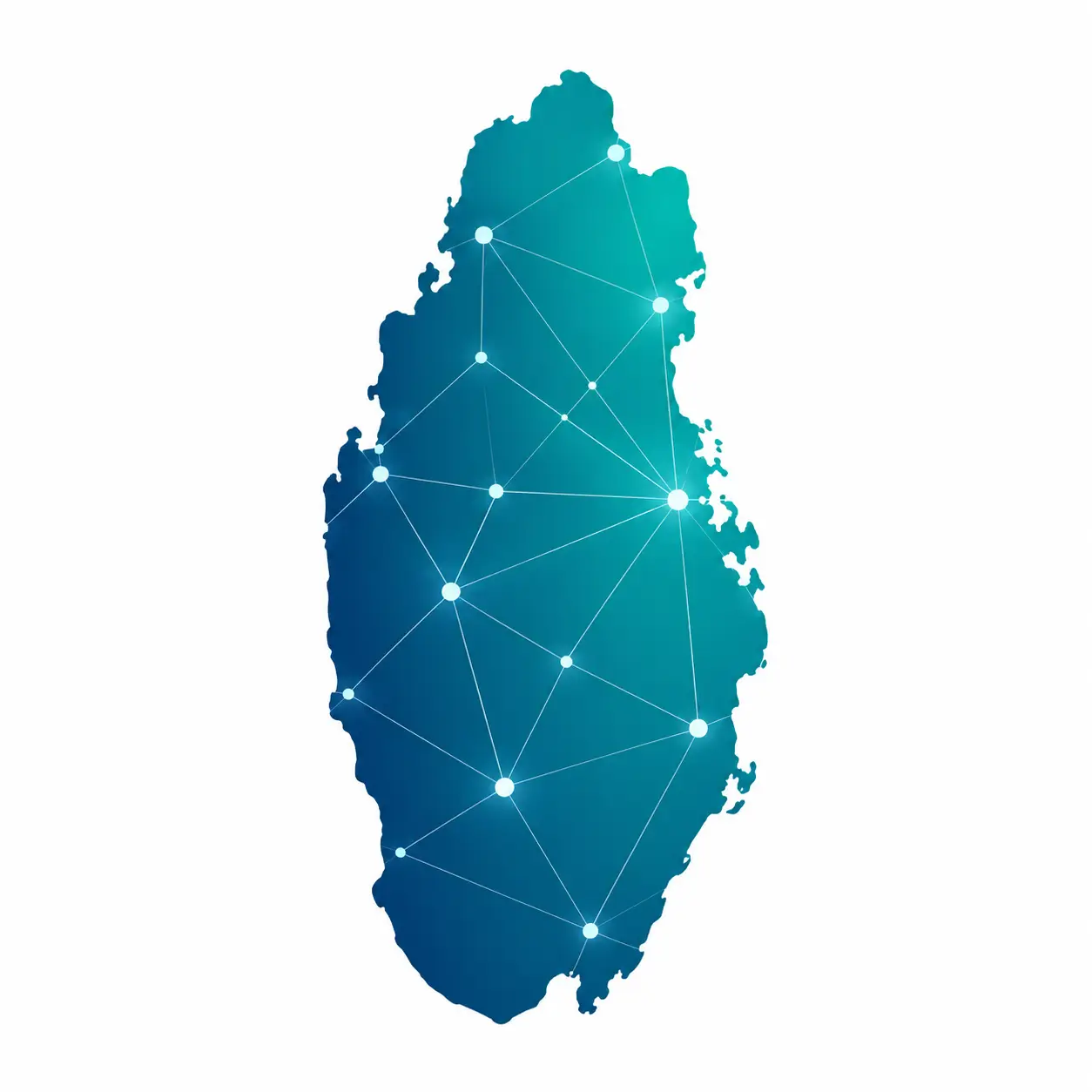 Map of Qatar with a digital network